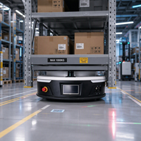 Robot mobile autonome (AMR) robuste pour la manutention de palettes en entrepôt, avec technologie SLAM laser, capacité de levage de 50 kg à 4000 kg.