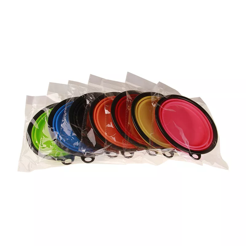 Custom Round Shape Collapsible Feeder Travel Cat Dog Water Food Pet Bowl