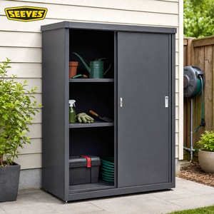 Armario <span class=keywords><strong>de</strong></span> Almacenamiento Exterior SEEYES con Doble Puerta Corredera, Acero Galvanizado, para Herramientas <span class=keywords><strong>de</strong></span> Jardín, Patio, Fábrica OEM ODM, Impermeable - Product Image 1