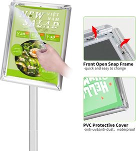 PENGLONG Espositore da Terra Moderno in Metallo Resistente, Supporto Regolabile per Cartelli 11x17 Pollici A3/A4 Nero per Pubblicità in Negozi/Caffè - Product Image 3