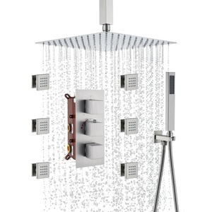 Xinxi Cabezal de Ducha Cuadrado de Zinc de 12 Pulgadas, Montado en la Parte Superior, Oculto, con Tres Funciones, Estilo Americano, para Uso en Hoteles, BXW-026, Diseño Oculto - Product Image 3