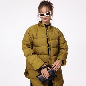 Veste matelassée en satin de style néo-chinois pour femmes, manteau léger <span class=keywords><strong>mi</strong></span>-long avec boutons à nœuds chinois, automne - Product Image 2
