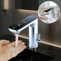 Robinet mélangeur de salle de bain à affichage numérique LED, capteur 2-en-1 (robinet/distributeur de savon) – Idéal pour hôtels et maisons – Meilleures ventes