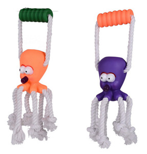 Factory Wholesale Octopus Shape Pet Chew <strong>Toy</strong> Durable <strong>Squeaker</strong> Dog Teething Rope <strong>Toy</strong> - Product Image 1