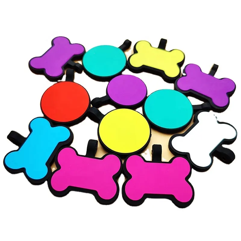 Targhetta per cani in Silicone colorato con stampa a sublimazione epossidica su due lati con Logo personalizzato di alta qualità