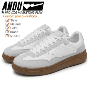 Yüksek kaliteli Odm orijinal moda süet deri erkekler yürüyüş Sneakers düz rahat tenis beyaz ayakkabı