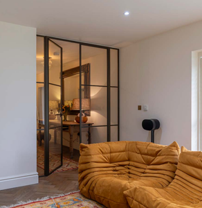 Portes Françaises Modernes Doubles <span class=keywords><strong>en</strong></span> Métal avec Vitrage et Finition Acier Noir, <span class=keywords><strong>Isolation</strong></span> Thermique pour Cuisine, Chambre, Appartement, Maison - Product Image 1