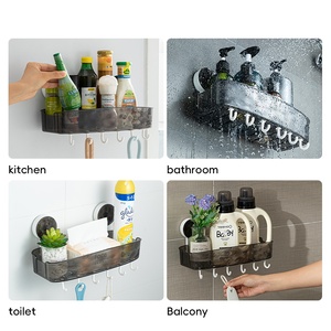 Porte-accessoires de douche mural transparent en plastique moderne, à un seul niveau, pour vaisselle et shampoing, portable et peu encombrant - Product Image 5