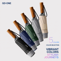 Parapluie automatique imitation bois, équipé d'un dispositif de renforcement réfléchissant, adapté à plusieurs utilisateurs