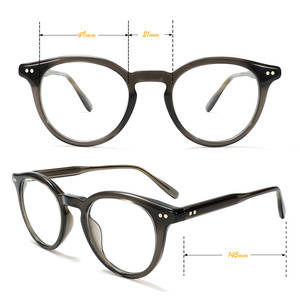 <span class=keywords><strong>Occhiali</strong></span> Rotondi Vintage Retrò con Rivetti, Montature Ottiche in Acetato <span class=keywords><strong>Trasparente</strong></span> Grigio, Unisex per Uomini e Donne - Product Image 3
