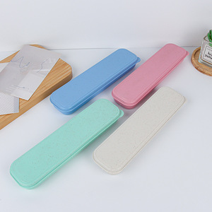 Juego de Cubiertos Portátil Ecológico Reutilizable Biodegradable de 4 Piezas de Paja de Trigo con Estuche para Viajes, Campamentos, Escuela y Picnic - Product Image 5