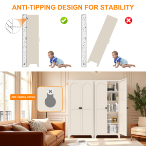 <span class=keywords><strong>Armoire</strong></span> de rangement moderne en métal blanc avec 5 étagères réglables, durable et écologique, pour chambre et salon, meubles de maison - Product Image 5