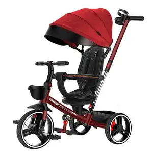 Venda Quente Novo modelo de bicicleta triciclo de bebê de 3 rodas 4 em 1 com design para meninos e meninas linha de freio de pedal de garfo de aço