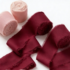 ริบบิ้นผ้าชีฟองไหมทำมือสุดหรู เป็นมิตรกับสิ่งแวดล้อม ทนทานสูง ขอบรุ่ย/ขอบขาด  รับสั่งทำสีตามต้องการ ขายส่ง สำหรับห่อของขวัญ - Product Image 1