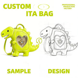 Mochila personalizada con ventana transparente en forma de corazón, diseño de gato lindo, mini mochila de cuero PU Kawaii con diseño de taza para exhibir pines de anime. - Product Image 5