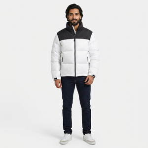 Blouson d'hiver en toile matelassé pour homme, taille personnalisée 2025, avec col montant confortable et logo frontal, fabriqué au Pakistan - Product Image 1