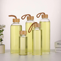 Bouteille d'Eau de Sport en Verre à Boire Directement Anti-Fuite de Haute Qualité avec Couvercle en Bambou et Corde, Logo Personnalisé, 150 ml 300 ml 420 ml 500 ml