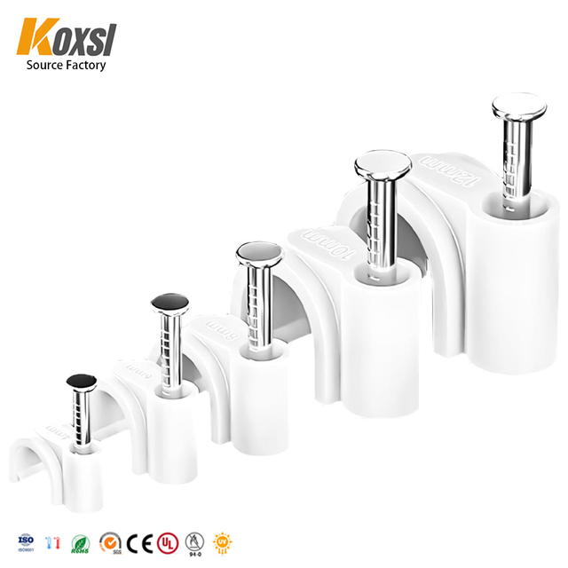 Dustrial Circle and Square Cable Clips with Hardened Steel Nails 4mm-50mm 100% Virgin PE Wire Management