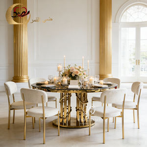 Mesas Redondas Modernas, Románticas y Elegantes de Acero Inoxidable Dorado con Cristal de Espejo de Buena Calidad para Uso en Hoteles - Product Image 3