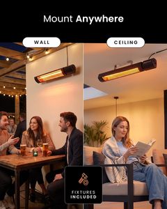 Calentador Eléctrico de Patio Montado en Pared, Forma de Barra, con Control Remoto, Calentamiento Rápido, Acero Moderno - Product Image 2