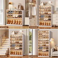 Meuble à chaussures rectangulaire pliable moderne en plastique, capacité 35L, robuste, style américain, organisateur de bureau, rangement pour salon
