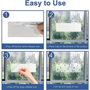 50 pièges à mouches pour fenêtres, bandes adhésives en papier, piège à mouches transparent pour la maison, tue-mouches domestiques, pièges à coccinelles - Product Image 4