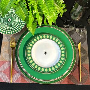 Germany fine en gros assiete porcelain floral chargers platter ramadan vaisselles ensemble nordic green dinner ceramic sets - Product Image 1