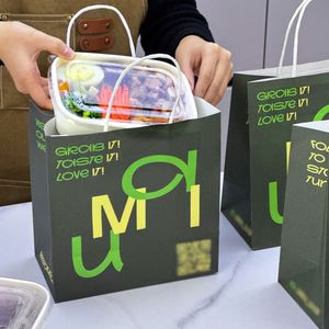 Custom Eco-Friendly Kraft <b>Paper</b> Bags for Bread Snack Burger & Cake <b>Biodegradable</b> & Recyclable Craft Bags with Handles - Product Image 6