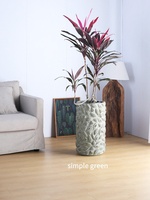 Pot Bunga Retro Mewah untuk Ruang Tamu, Model Daun Palem Merah, Tanaman Pisang, Tinggi, Berdiri di Lantai, Gaya Mid-century Wabi-sabi