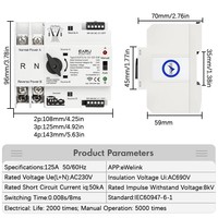 EARU EWeLink WiFi Smart Remote Control 2/3/4P 125A AC 230V ATS Commutateur de transfert automatique double alimentation EAATS-A