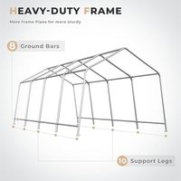 Abri Portable Robuste Entièrement en Acier de 4 x 6 m pour Voiture, Camion, Bateau, avec Évents Anti-Neige, Auvents de Rangement Extérieur