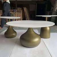 Table de chevet ronde en métal doré, ensemble de meubles traditionnels Vintage, de salon, Design en céramique, table de café