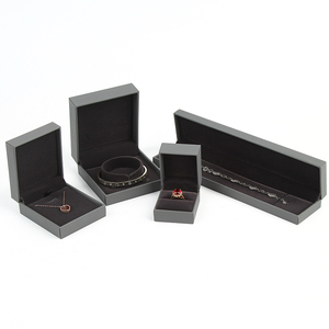 Custom Logo <b>Black</b> Grey Velvet Jewelry Packaging <b>Box</b> with Ribbon for Ring Necklace Earrings Bracelet Private Label - Product Image 2