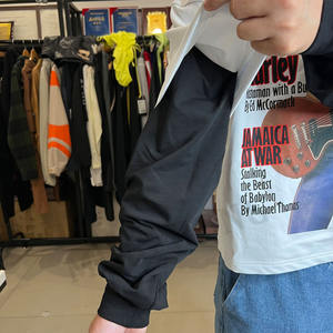 เสื้อยืดพิมพ์ลายแขนยาวสองชั้นสำหรับผู้ชายผ้าฝ้ายแท้300Gsm ออกแบบได้ตามต้องการ - Product Image 4