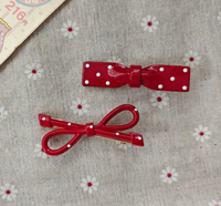 Ankela Red Wavy Bow Hairpin Cute White Bangs Sweet Duckbill Clip Female Side Clip Hair Accessories Back to School Graduation
