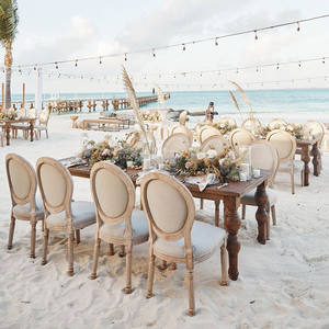 Chaise de banquet de <span class=keywords><strong>mariage</strong></span> en bois de location d'événement de dos ovale rond de style français - Product Image 2