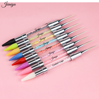 Stylo à double embout de luxe pour nail art, avec embout côtelé, pour cire, points et strass, outil de manucure, vente chaude