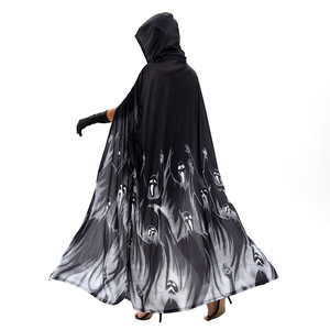 Capa de Calavera de Halloween para Mujer, Disfraz de la Parca, Traje de Juego de Rol, Primavera 2025, Capa Larga Negra con Capucha - Product Image 1