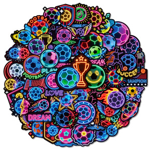 New 56 <b>Sheets</b> Neon Football Stickers Creative Colorful Football Sports Event Waterproof Decorative Stickers - Product Image 5