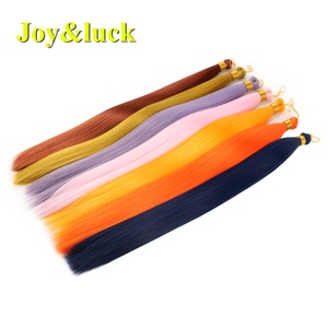 Grosir ekstensi rambut kepang Crochet tulang sintetis lurus mengepang panjang halus lurus rambut poni Crochet rambut massal - Product Image 3
