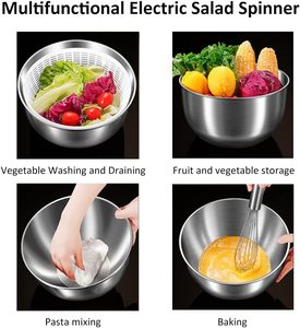 Passoire à salade en acier inoxydable pour fruits et légumes, rechargeable par USB, vente en gros - Product Image 6