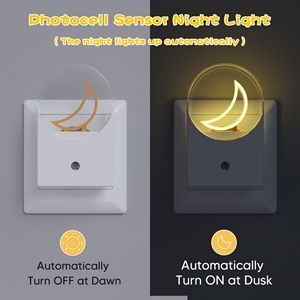 <b>Plug</b> <b>in</b> Moon Night <b>Light</b> for Kids <b>Light</b> <b>Sensor</b> LED Lamp EU UK <b>Plug</b> Custom Pattern ABS Indoor Bedroom Decorative Lighting - Product Image 1