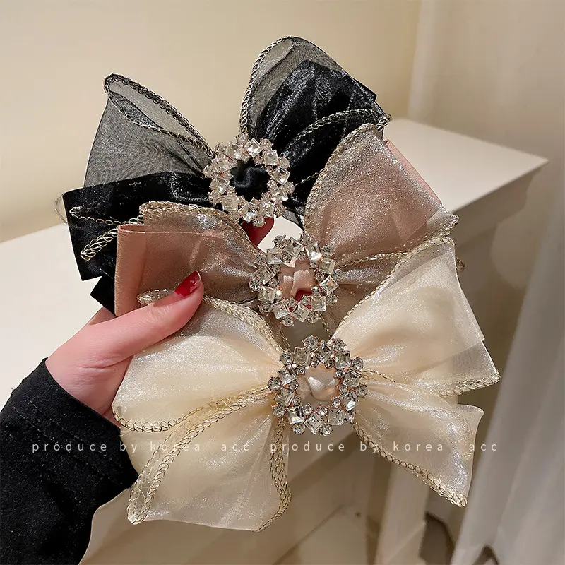 fashion crystal lace hair bows with clips
