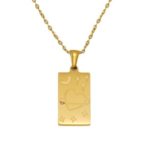 Collana di tarocchi placcata oro Vintage in acciaio inossidabile occhi malvagi collana di tarocchi ciondolo cuore solare - Product Image 2