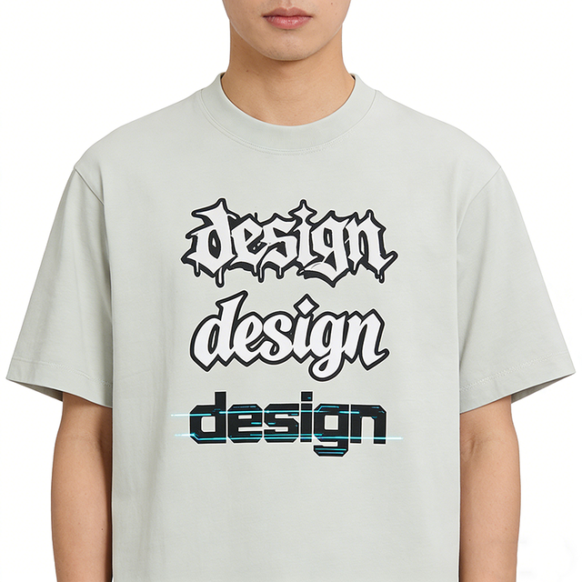 240G Sorona Cotton Blend Knitted Print T-Shirt Men Cool Feeling Antibacterial Breathable Anti-UV Oversized Casual