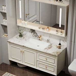 Mueble de Baño Individual Moderno de Estilo Francés con Diseño Personalizado y Espejo Rectangular - Product Image 2