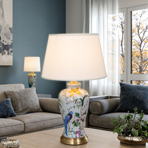 Bán buôn Mỹ gốm LED ấm ánh sáng vải trang trí đèn bàn sáng tạo vẽ tay hiện đại tối giản cắm đèn <span class=keywords><strong>Radio</strong></span> - Product Image 3