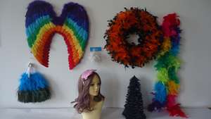 Peri toptan gerçek karnaval dekor mavi pembe siyah beyaz büyük yetişkin boyalı elbise kanatları tüy melek kanatları için parti kaynağı - Product Image 3