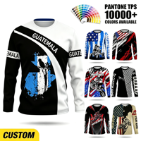 T-shirt à manches longues pour homme en polyester avec sublimation personnalisée, carte du Guatemala, col rond, impression intégrale pour un usage décontracté