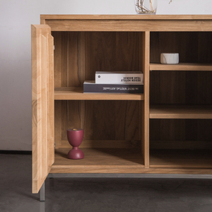 Aparador Minimalista de Madera de Teca Africana para Sala de Estar con 5+ Cajones y Compartimentos, Mueble Ahorrador de Espacio para Apartamentos y Hoteles - Product Image 5